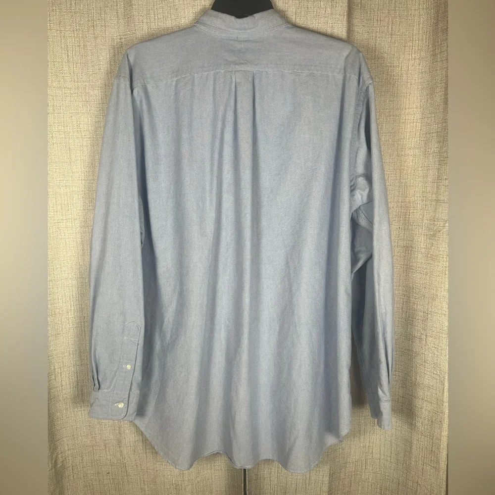 RALPH LAUREN Dress Shirt Classic Fit 100% Cotton Chambray Blue 2XLT Tall EUC